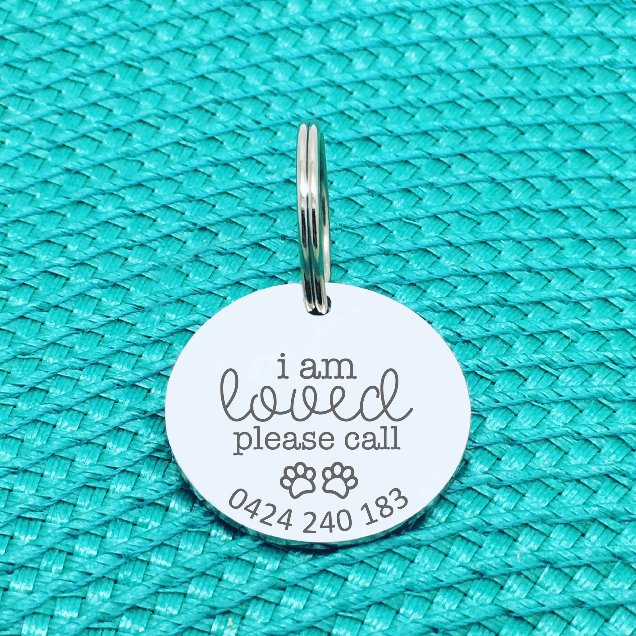 Personalised Pet Tag - I Am Loved Please Call Design (Personalised Custom Engraved Dog Tag / Personalised Cat Tag)