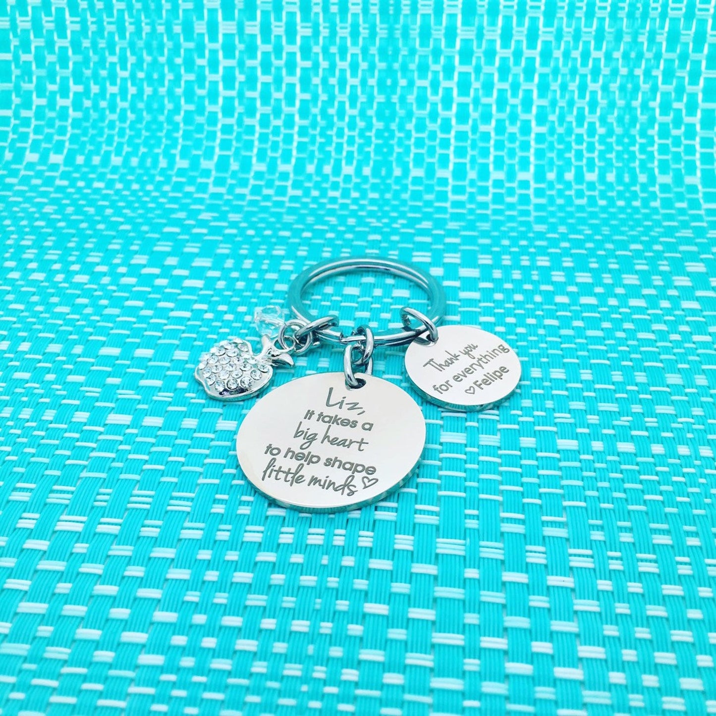 It Takes A Big Heart To Help Shape Little Minds Personalised Keyring (Teacher Gift, Personalised Teacher Gift)