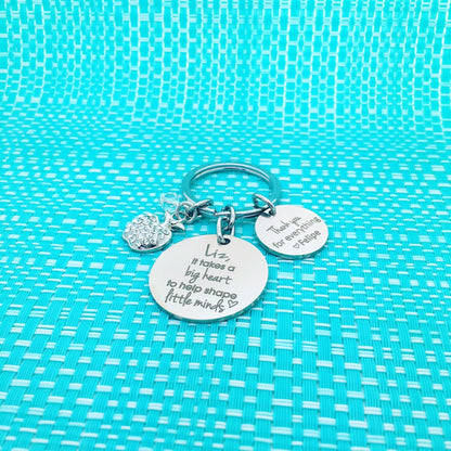 It Takes A Big Heart To Help Shape Little Minds Personalised Keyring (Teacher Gift, Personalised Teacher Gift)