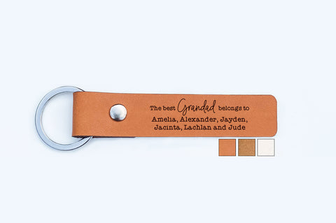Personalised Leather Keychain, 'This Grandad Belongs Too' (dedicate it to anyone you please)