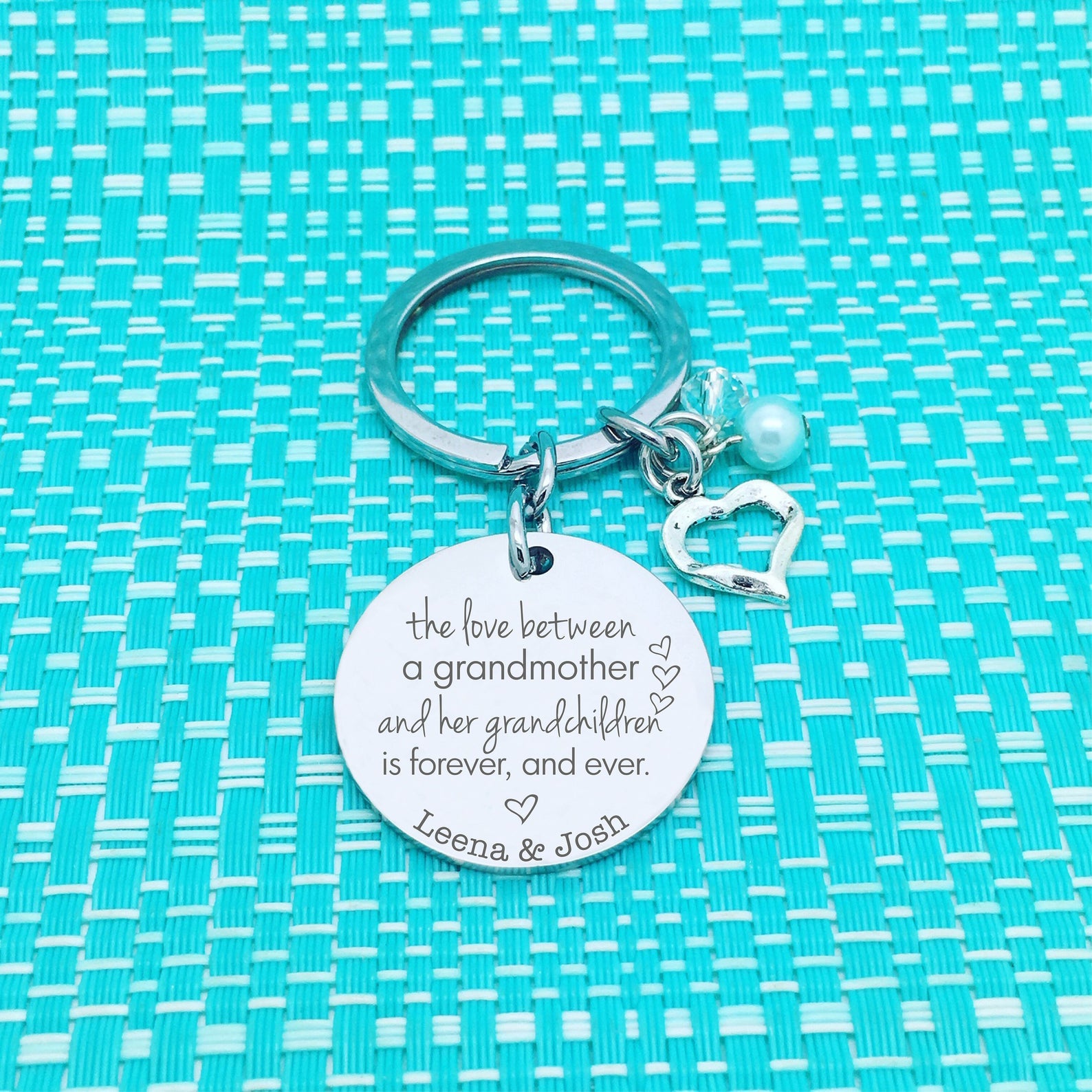 The Love between a Grandmother and her Grandchildren is forever Personalised Keyring