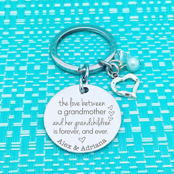 The Love between a Grandmother and her Grandchildren is forever Personalised Keyring