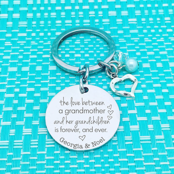 The Love between a Grandmother and her Grandchildren is forever Personalised Keyring