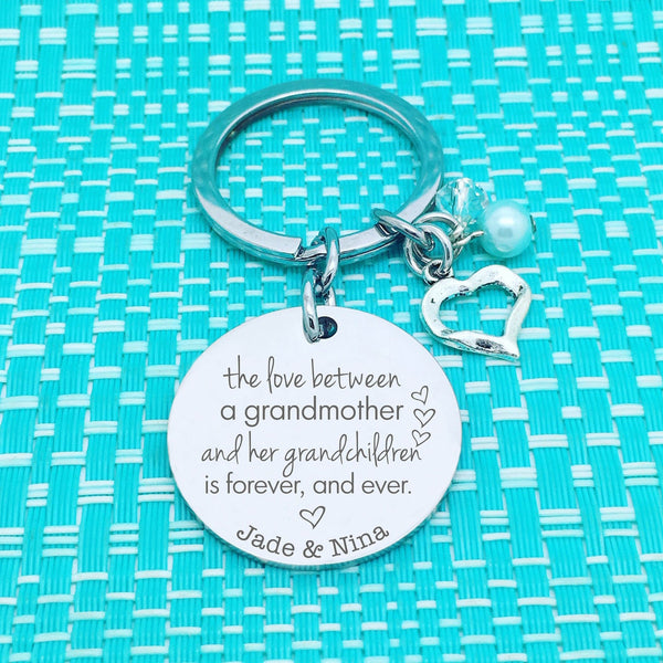 The Love between a Grandmother and her Grandchildren is forever Personalised Keyring