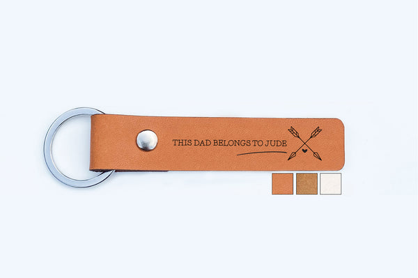 Personalised Leather Keyring, 'This Daddy Belongs Too' (dedicate it to anyone you please)