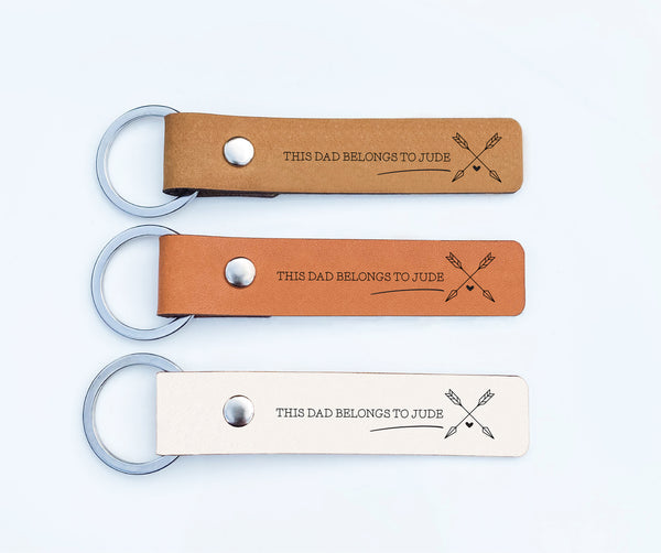 Personalised Leather Keyring, 'This Daddy Belongs Too' (dedicate it to anyone you please)