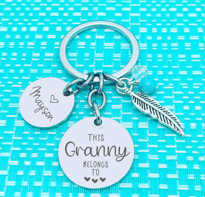 This Nanny Belongs To Personalised Keyring (change Nanny to a name of your choosing)