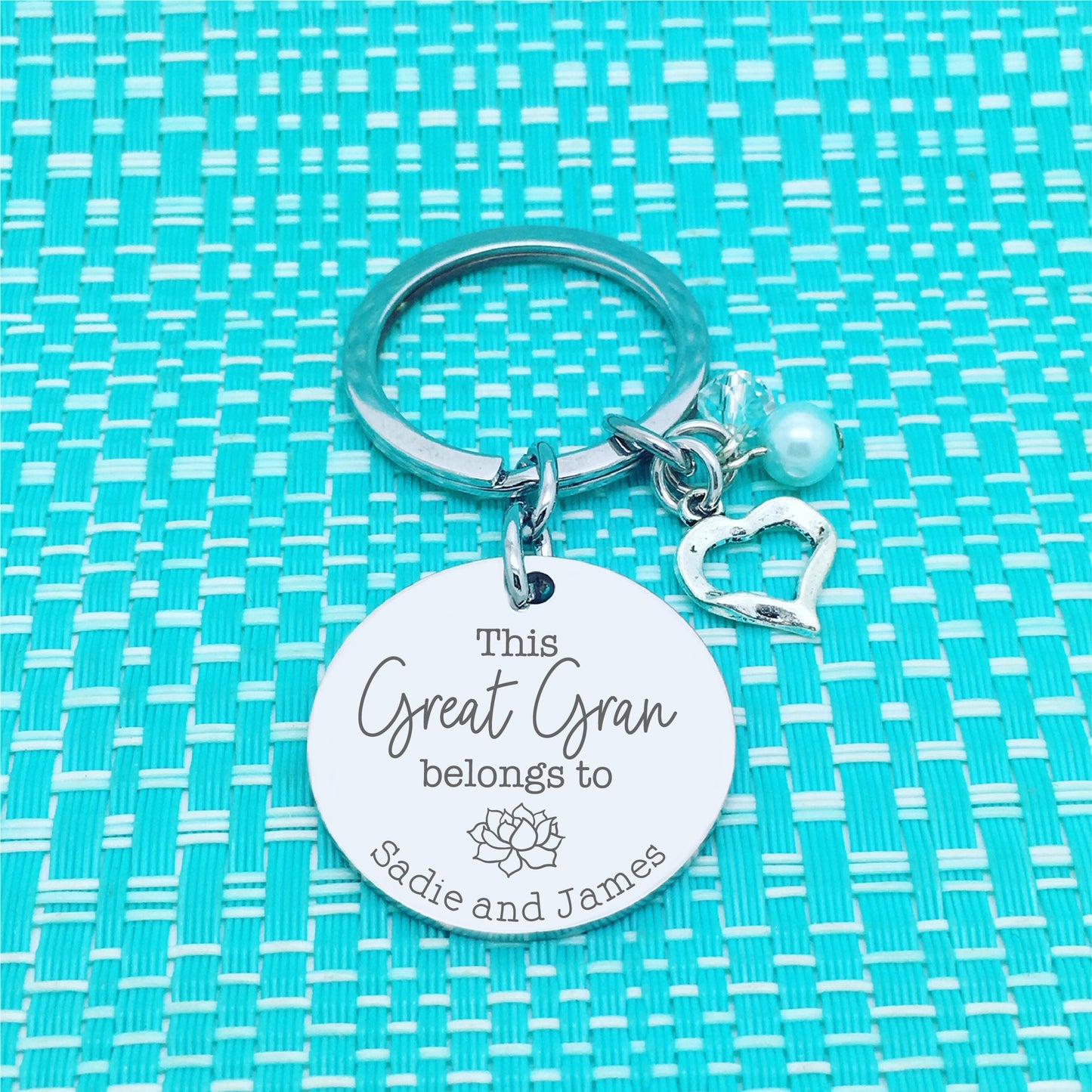This Nanna Belongs To Personalised Keyring, Flower Design (Change Nanna to another name of your choosing)