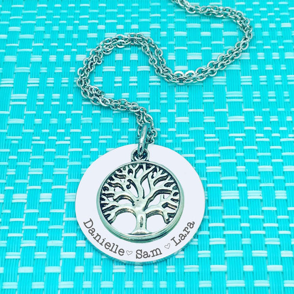 Personalised Tree Of Life Family Name Necklace (Personalise This Piece With Names Of Your Choosing)