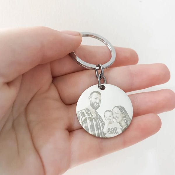 Personalised Engraved Photograph Keyring, add a handwritten or typed message to the reverse side