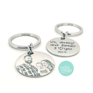 Engraved Photograph Keyring, Engraved Handwriting Keyring, Handwriting Necklace, Handwriting Jewellery, Photograph Necklace, Photograph Jewellery, Grandma Photo, Personalised Grandma Gift, Grandma Present, Mothers Day Present for Grandma, Mothers Day Gift, Mothers Day Gifts, Mothers Day Presents, Love you Mum