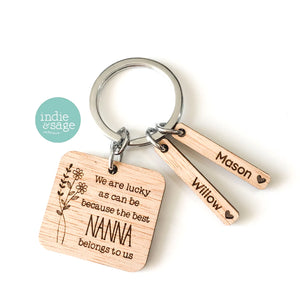 We Are As Lucky As Can Be Because The Best Nanna Belongs To Us Personalised Wooden Keyring (change Mum to a name of your choosing)