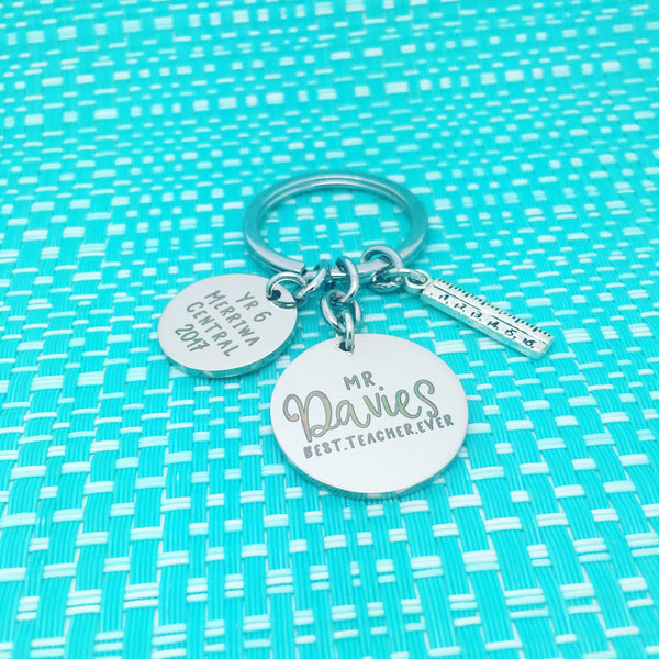 Best Teacher Ever Personalised Keyring (Teacher Gift, Personalised Teacher Gift)