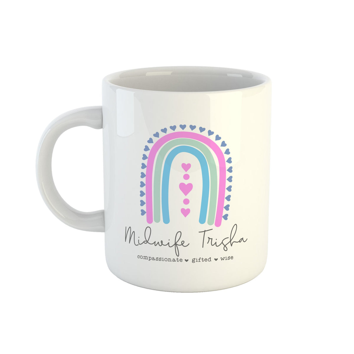 Custom name midwife mug with compassionate gifted wise wording
