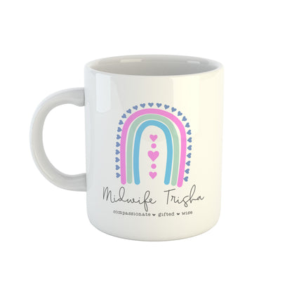 Custom name midwife mug with compassionate gifted wise wording