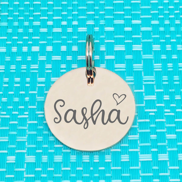 Rose Gold Personalised Dog Tag, Frankie Heart Design (Personalised Dog Tag / Personalised Cat Tag)