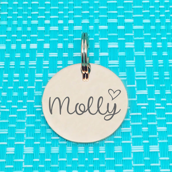 Rose Gold Personalised Dog Tag, Frankie Heart Design (Personalised Dog Tag / Personalised Cat Tag)