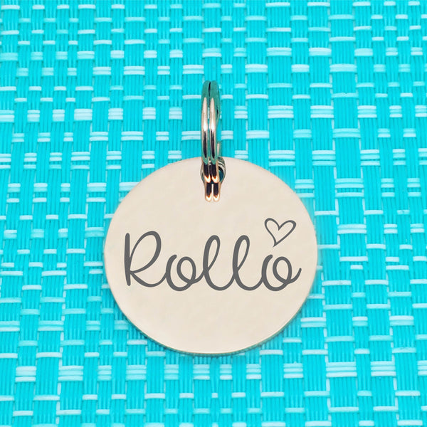 Rose Gold Personalised Dog Tag, Frankie Heart Design (Personalised Dog Tag / Personalised Cat Tag)
