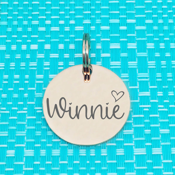Rose Gold Personalised Dog Tag, Frankie Heart Design (Personalised Dog Tag / Personalised Cat Tag)