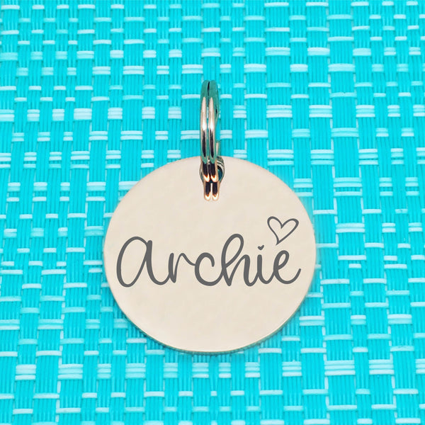 Rose Gold Personalised Dog Tag, Frankie Heart Design (Personalised Dog Tag / Personalised Cat Tag)