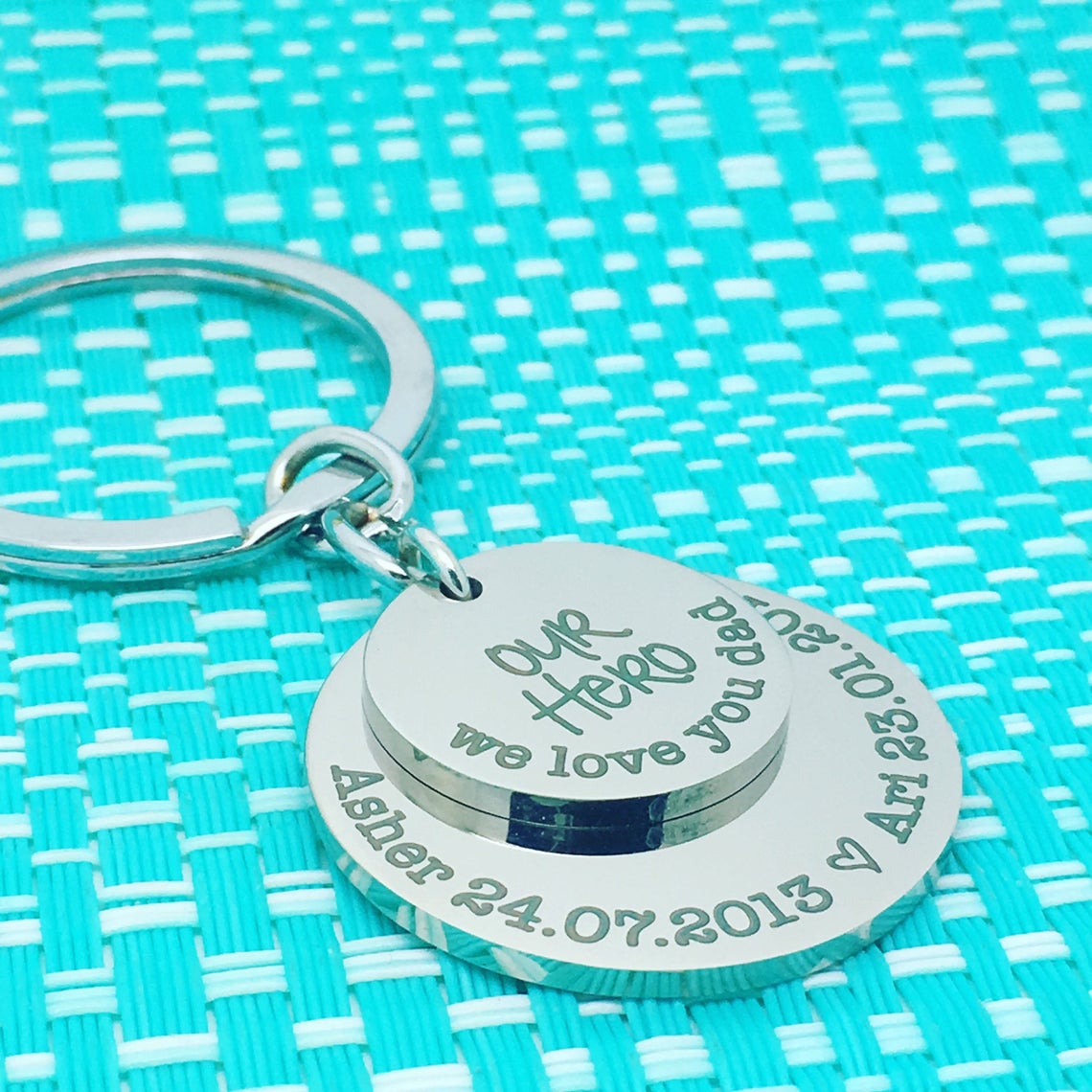 Personalised Keyring - Our Hero, We Love You Dad