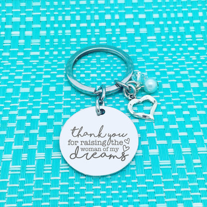 Thank You For Raising The Man Of My Dreams, Wedding Gift, Mother Of The Groom Gift, Custom Keychain, Custom Wedding Gift, Wedding Kepsake