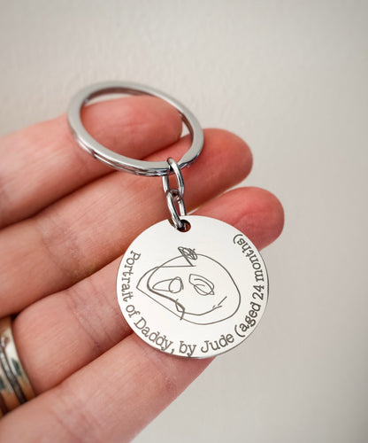 Personalised Kids Drawing Keyring – Custom Child’s Artwork Keychain | Father’s Day Gift