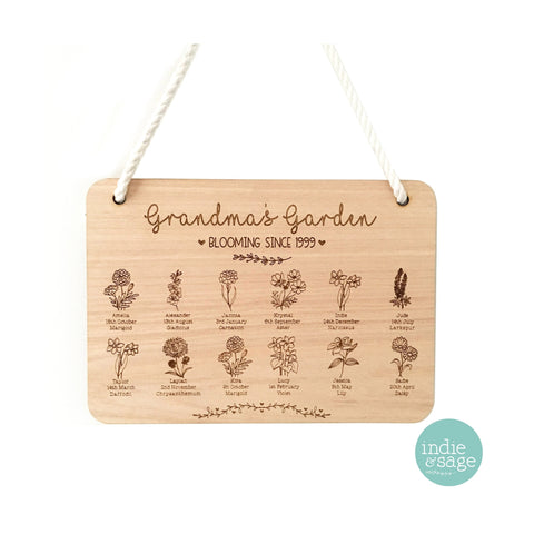 Personalised Grandma's Garden Engraved Sign, Mothers Day Gift for Grandparent from Grandchildren (Change who its for)