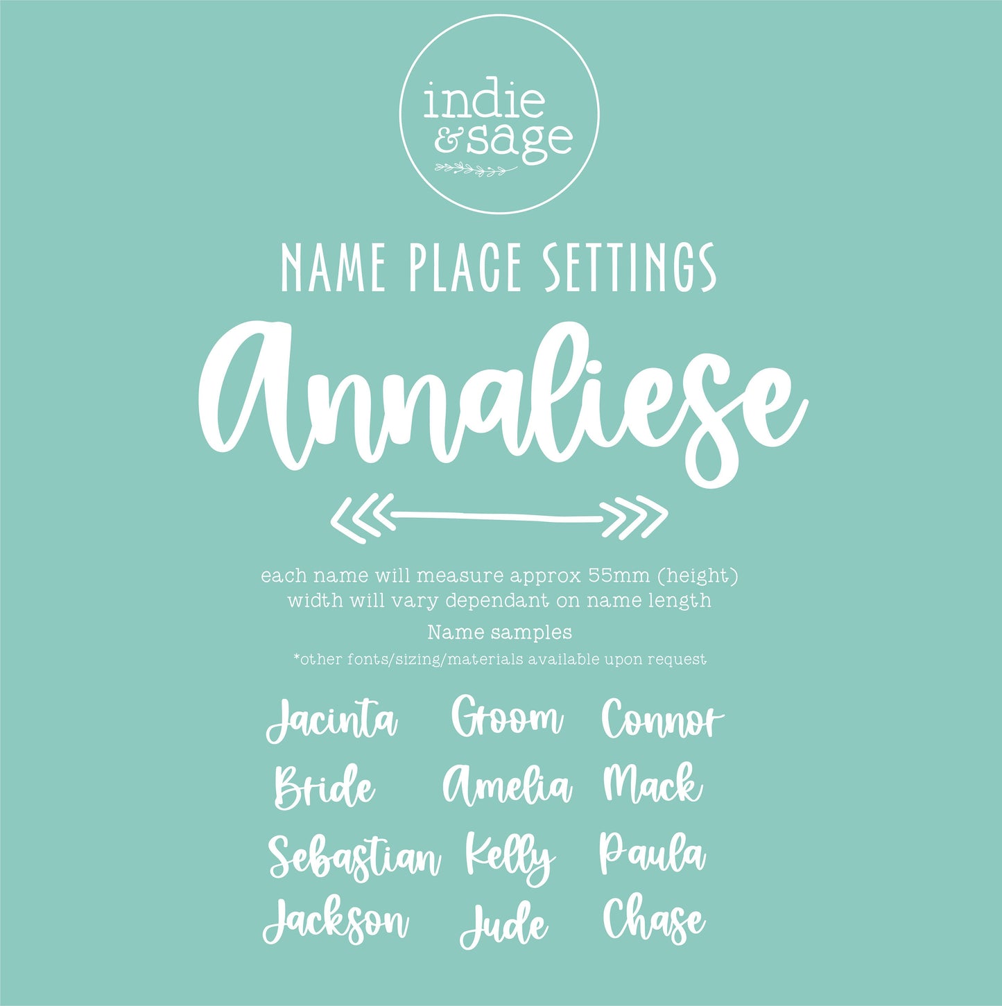 Laser Cut Wooden Cursive Name Place Settings for Wedding or Event