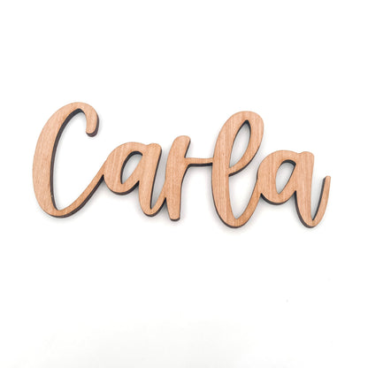 Laser Cut Wooden Cursive Name Place Settings for Wedding or Event