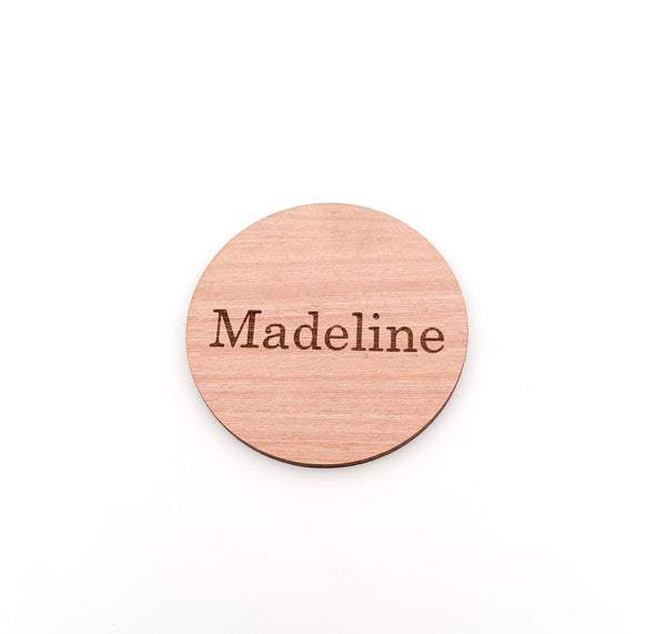 Personsalised Engraved Wooden Circle Name Place Settings for Wedding or Event
