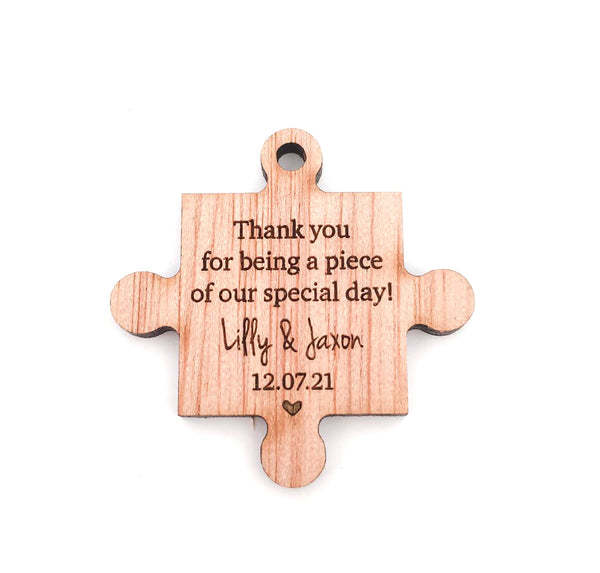 Thank You For Being a Piece of Our Special Day, Personalised Wedding Favour (Puzzle Piece Wedding Favour)