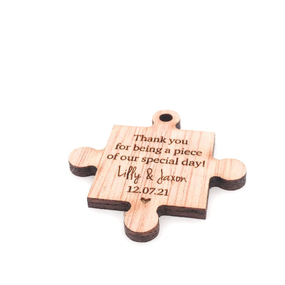 Thank You For Being a Piece of Our Special Day, Personalised Wedding Favour (Puzzle Piece Wedding Favour)