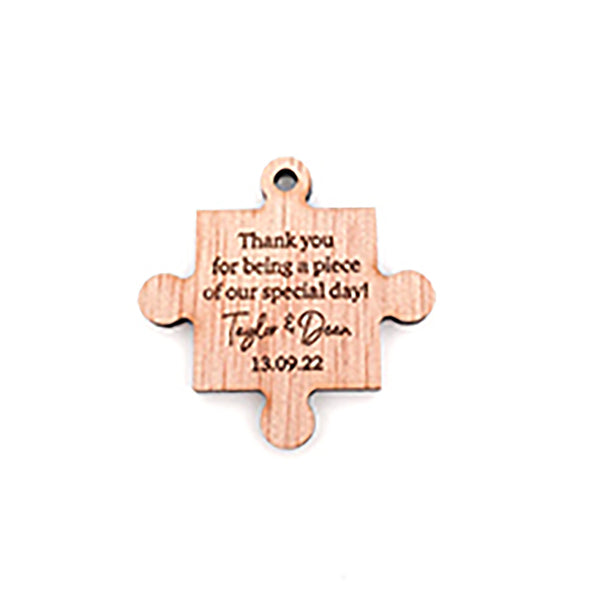 Thank You For Being a Piece of Our Special Day, Personalised Wooden Wedding Thank You Gift (Puzzle Piece Wedding Favour)