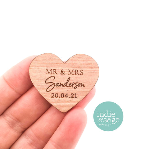 Engraved wooden heart shaped wedding thank you tags adelaide