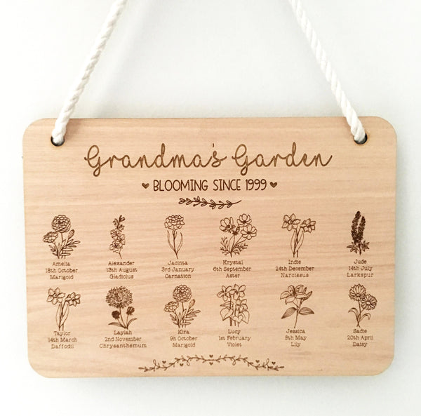Personalised Grandma's Garden Engraved Sign, Mothers Day Gift for Grandparent from Grandchildren (Change who its for)