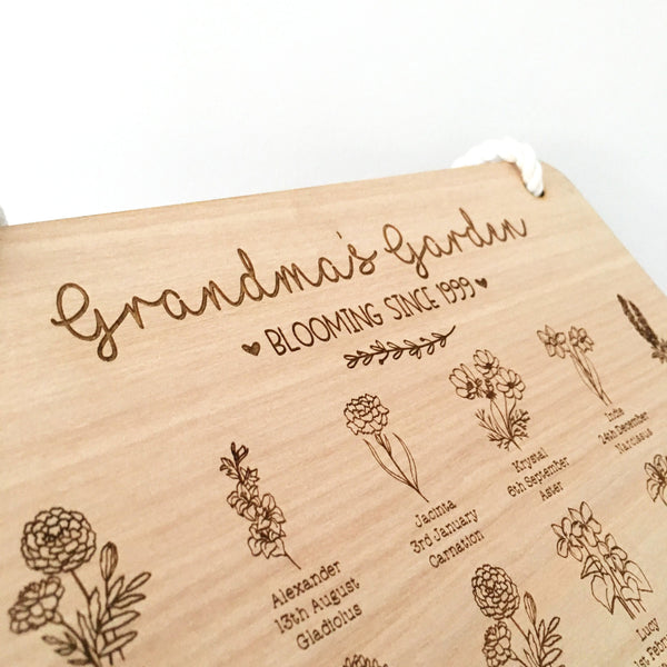 Personalised Grandma's Garden Engraved Sign, Mothers Day Gift for Grandparent from Grandchildren (Change who its for)