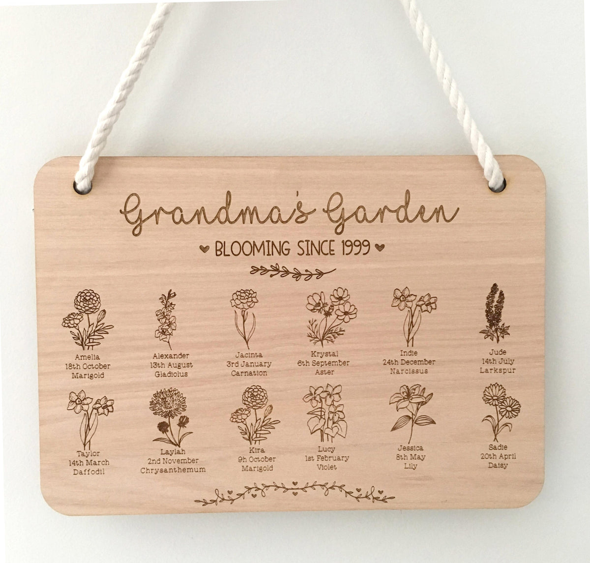 Personalised Grandma's Garden Engraved Sign, Mothers Day Gift for Grandparent from Grandchildren (Change who its for)