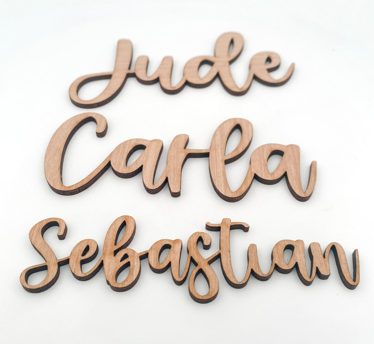 Laser Cut Wooden Cursive Name Place Settings for Wedding or Event