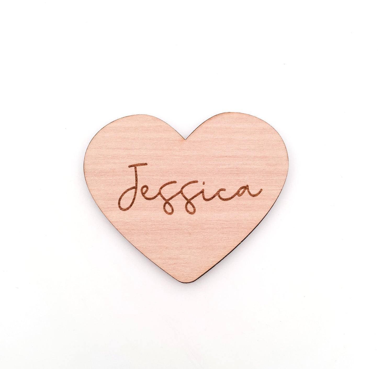Engraved Heart Shaped Wooden Name Place Setting for Wedding or Event