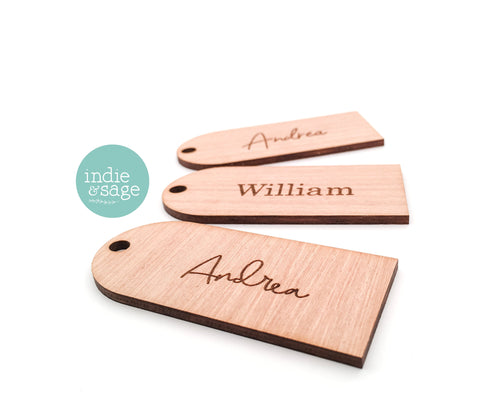 Personsalised Engraved Arch Shaped Wooden Name Place Settings for Wedding or Event