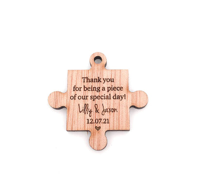 Thank You For Being a Piece of Our Special Day, Personalised Wedding Favour (Puzzle Piece Wedding Favour)