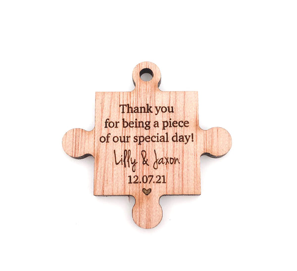 Thank You For Being a Piece of Our Special Day, Personalised Wedding Favour (Puzzle Piece Wedding Favour)