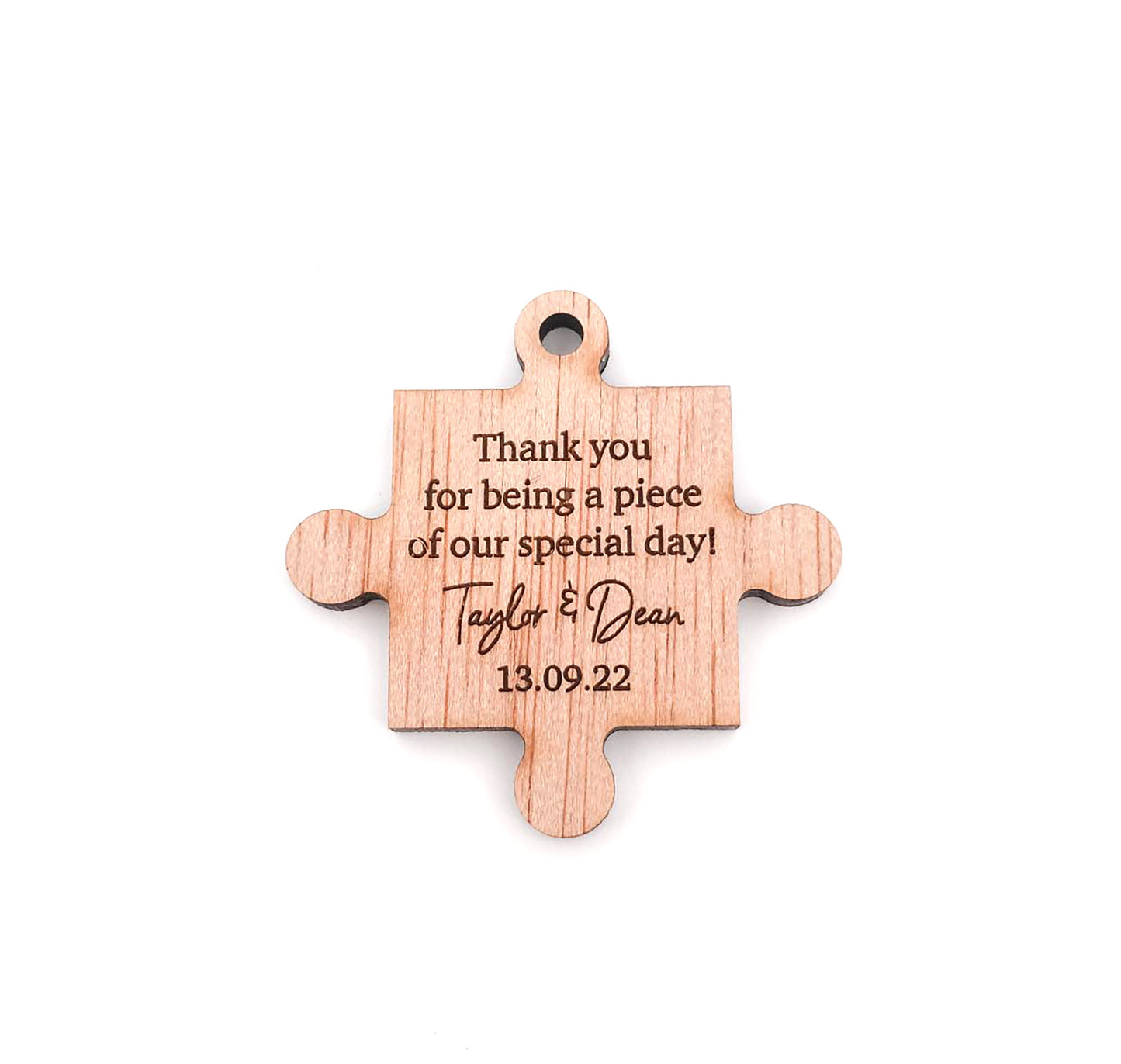 Thank You For Being a Piece of Our Special Day, Personalised Wooden Wedding Thank You Gift (Puzzle Piece Wedding Favour)