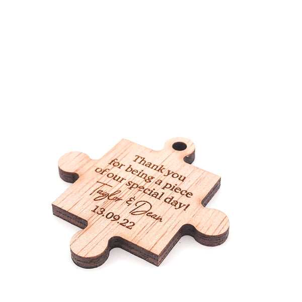 Thank You For Being a Piece of Our Special Day, Personalised Wooden Wedding Thank You Gift (Puzzle Piece Wedding Favour)