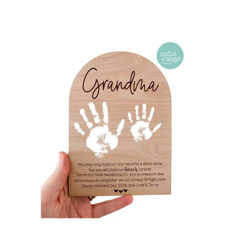 Personalised Handprint Plaque for Mothers Day, Personalise it with your message at the bottom!