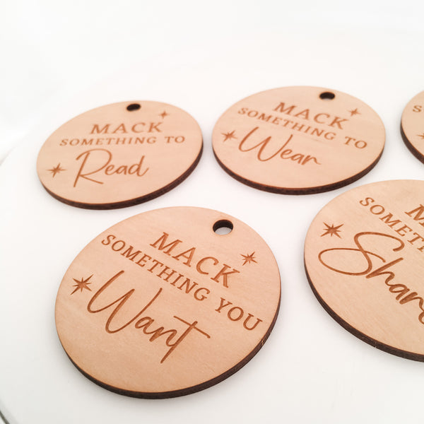 Personalised Something To Gift Tags, Something To Tags, Christmas, Christmas Decorations, Personalised Wooden Gift Tags, Christmas Gift Tags