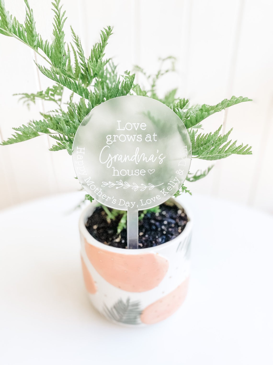 Personalised Planter Sign - Love grows at Grandma's House Acrylic Planter Stick (Change Grandma to another name of your choosing)