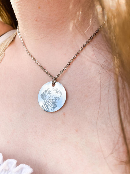Custom Pet Portrait Necklace / Custom Dog Portrait / Custom Cat Portrait Necklace